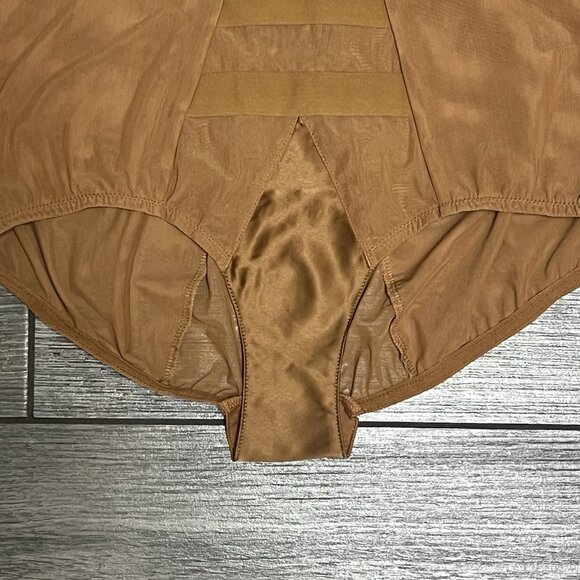 NWT $48 HAH X Free People Hi Waisted Panty Size Medium Brown Sugar Sheer Pin Up - Picture 4 of 12